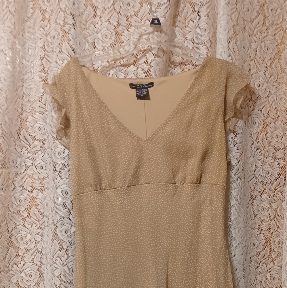 Cream dress with white polka dots